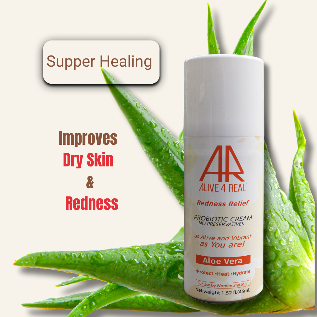 Skincare cream bottle with aloe vera leaves on a light background