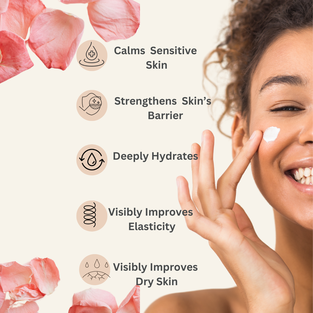 Alive4realprobiotic moisturiser with rose extract no preservatives,calms sensitive skin,improves elestisity,improves dryness