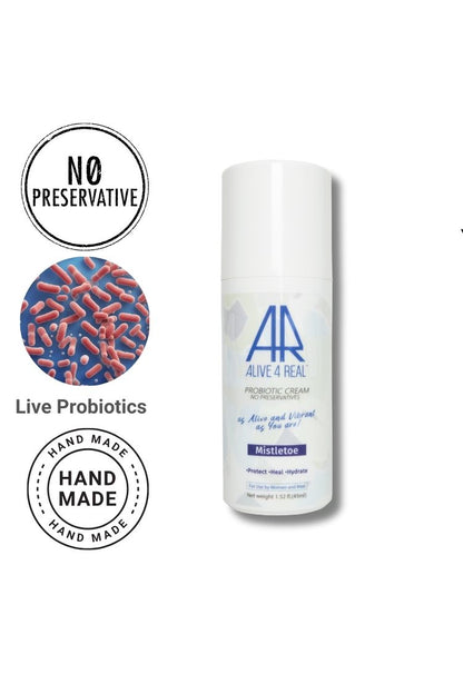 alive4real probiotic moisturiser with European mistletoe extract no preservatives made-to-order moisturaser
