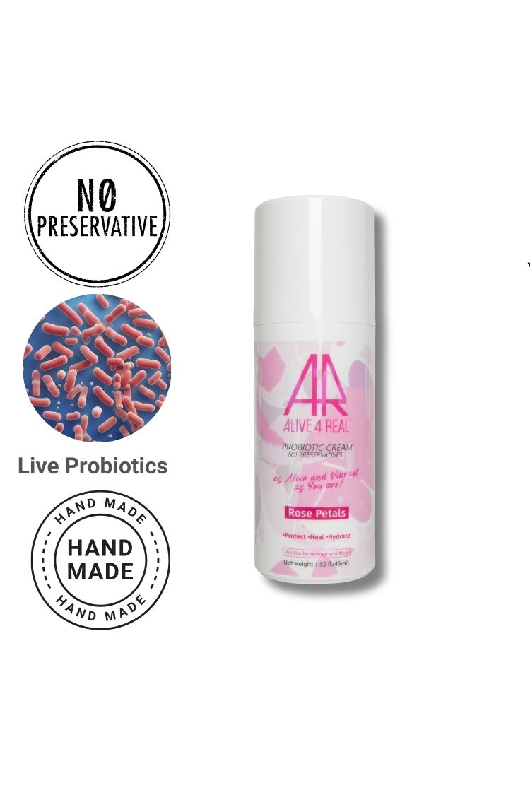 Alive4real probiotic moisturiser with rose petals extract no preservatives, made-to-order.