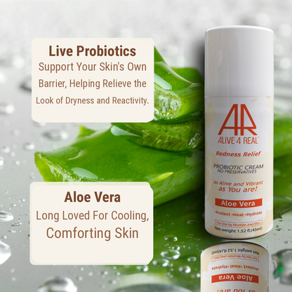 Redness Relief Probiotic Moisturizer with Live Lactobacillus & Aloe Vera | Preservative-Free